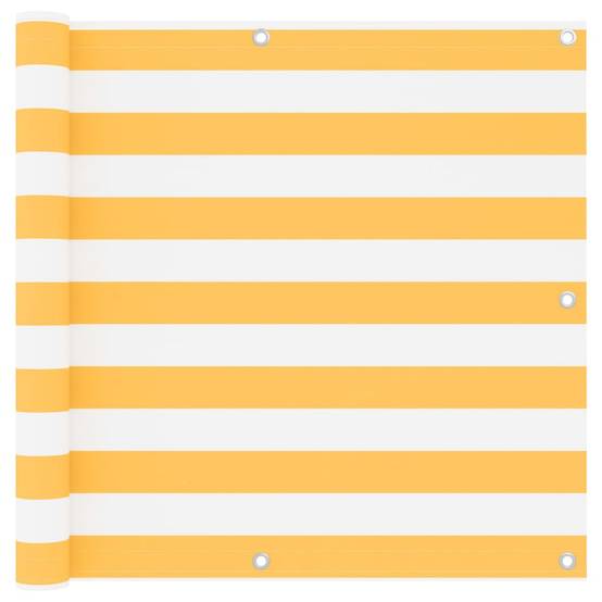 Écran de balcon Tissu Oxford Blanc et Jaune 90 x 500 cm - PANGIVO - Image 1