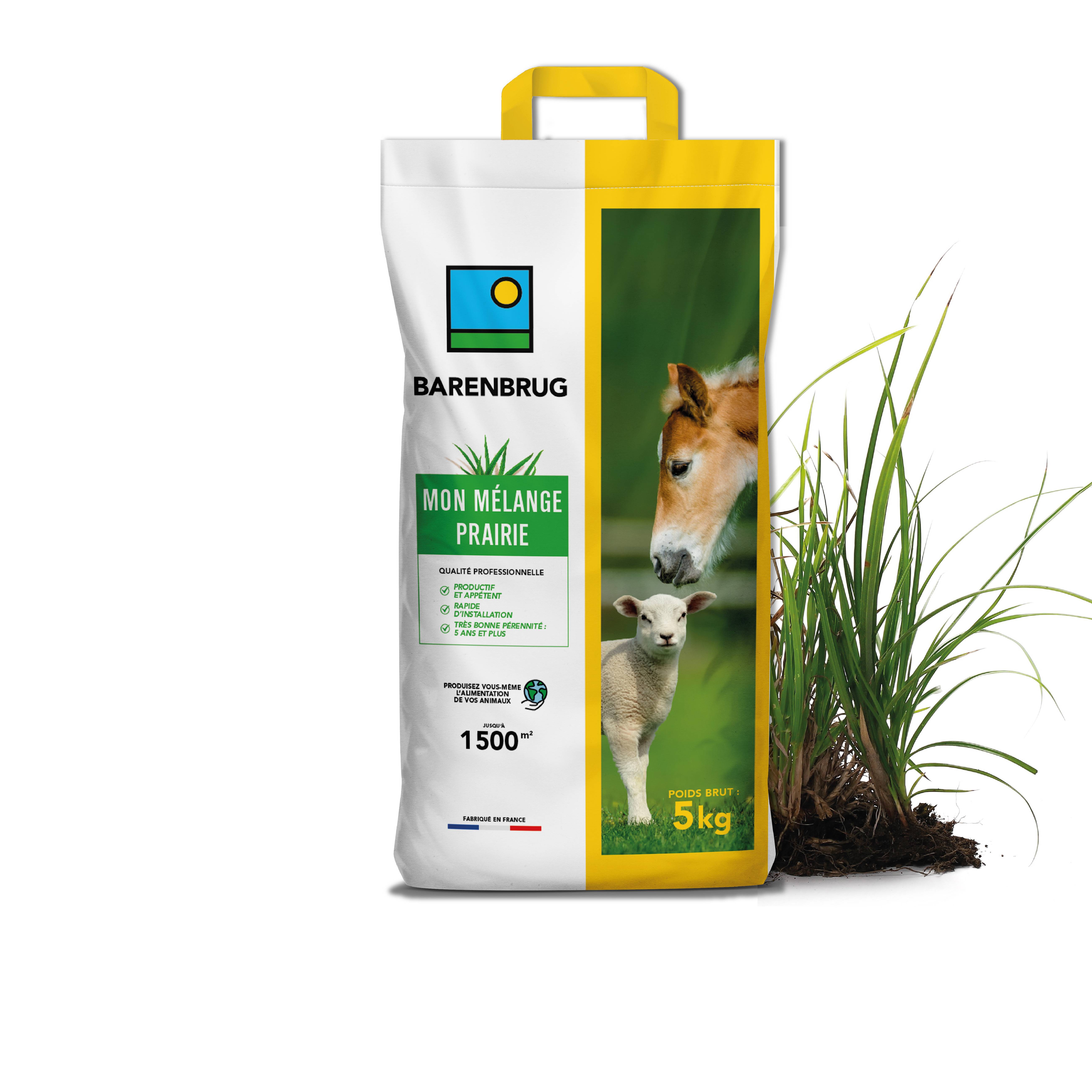 Mélange Prairie - Productif et Appétent - Rapide d'Installation - Très Bonne Pérennité - Production Alimentation pour Animaux - 5KG - BARENBRUG - Image 1