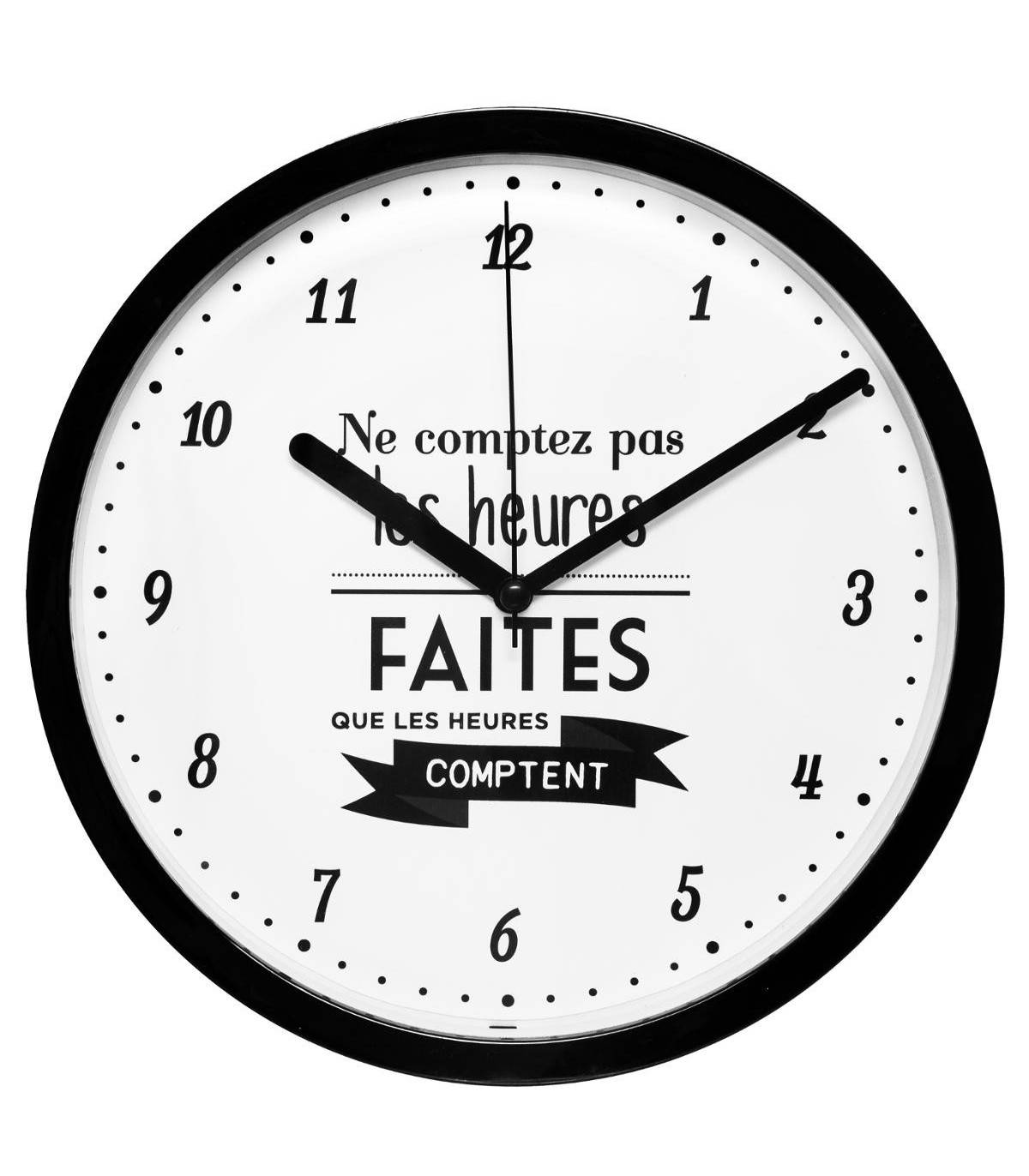 Pendule murale en pvc  avec citation  D 22.4 cm