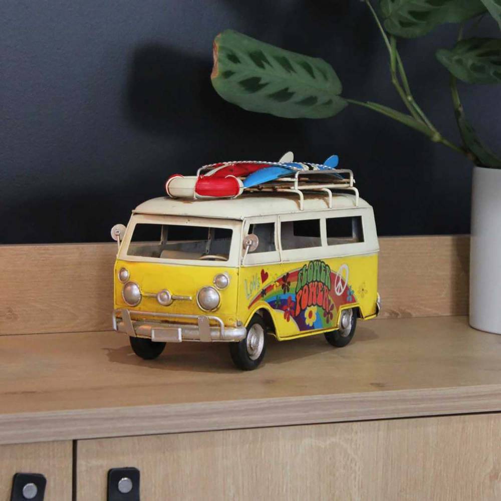 Origen - Van décoratif en métal Flower power Jaune - Image 4