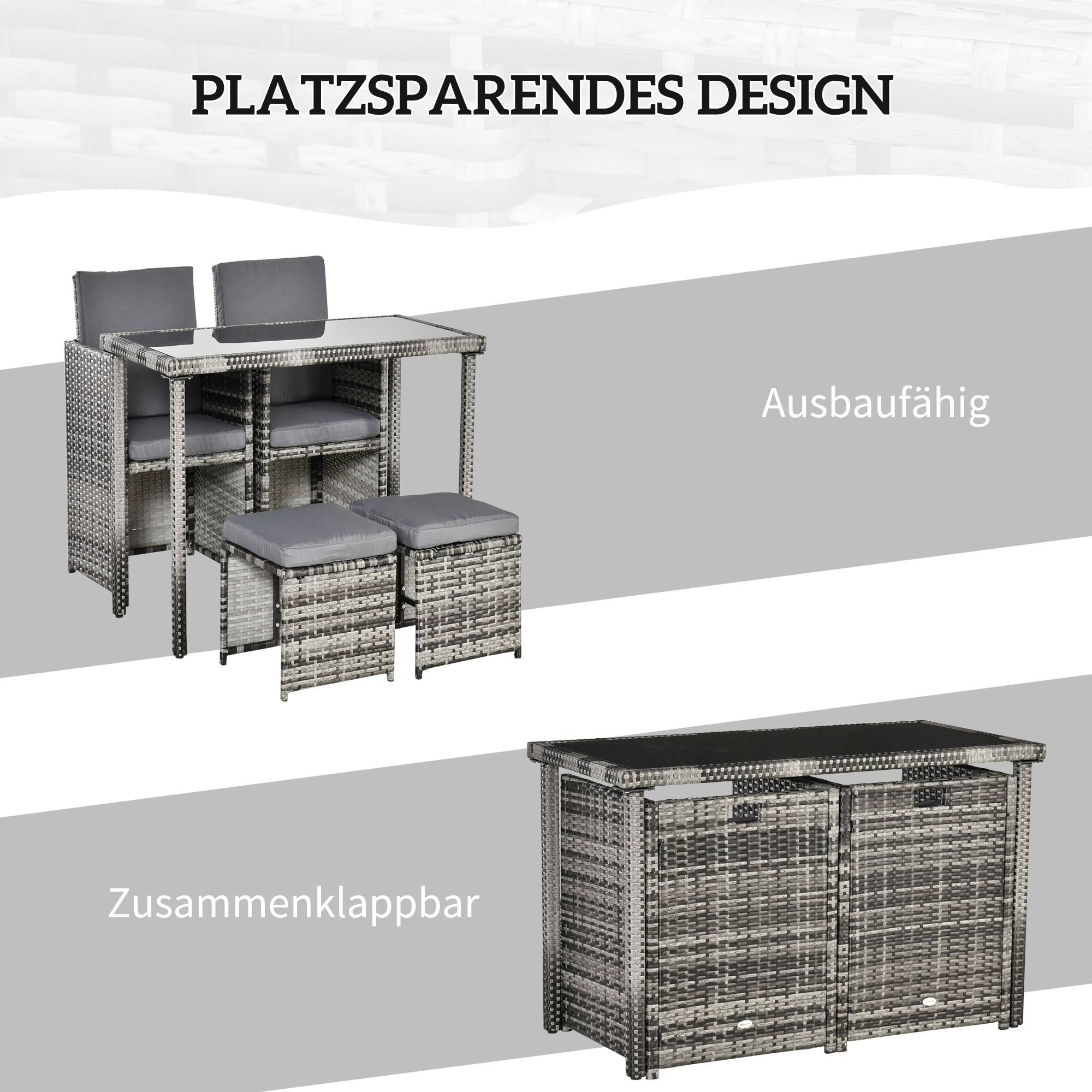 ComfortXL - Salon de jardin 4 places résine tressée terrasse 5 pièces avec coussins Gris - ComfortXL Outdoor Living - Image 5