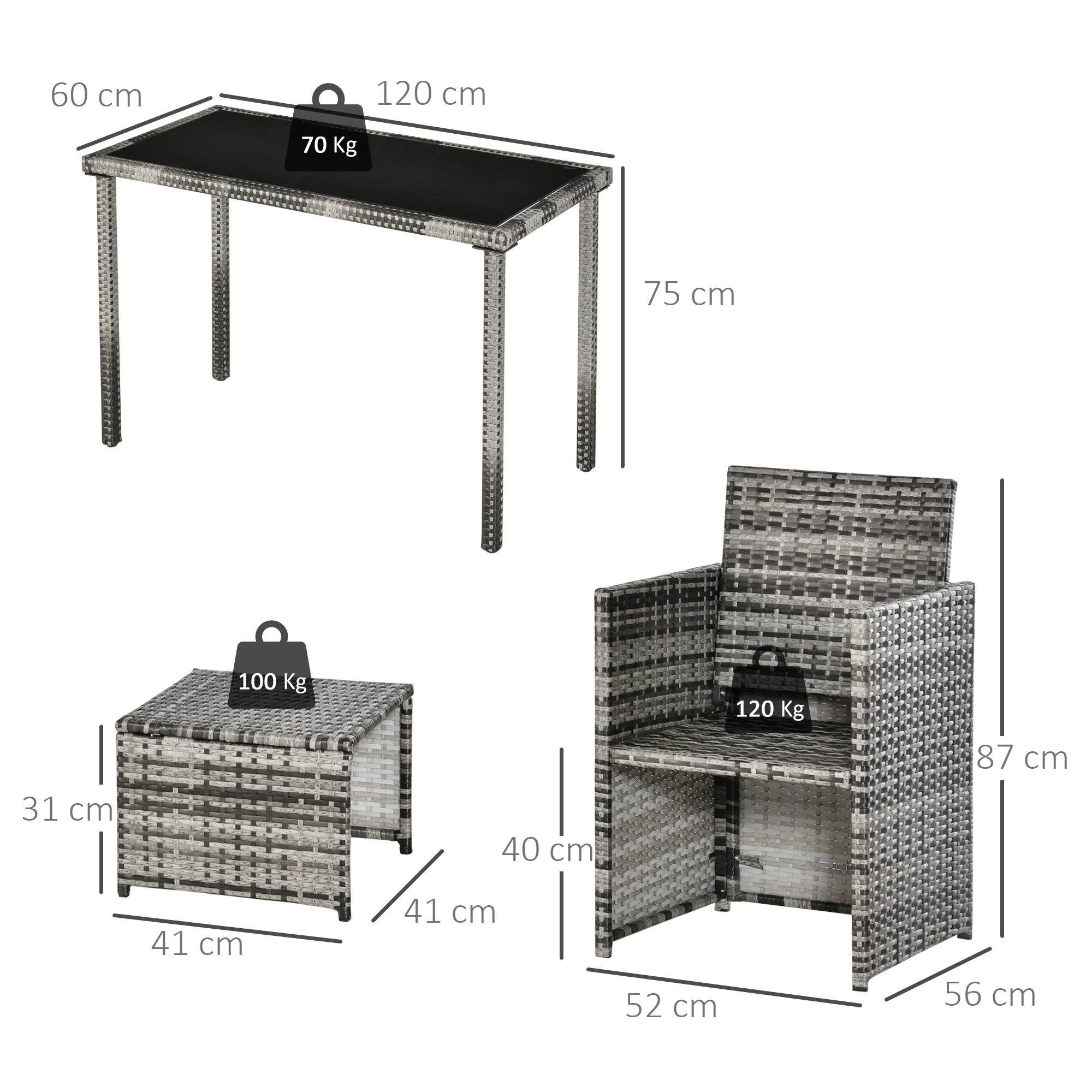 ComfortXL - Salon de jardin 4 places résine tressée terrasse 5 pièces avec coussins Gris - ComfortXL Outdoor Living - Image 3