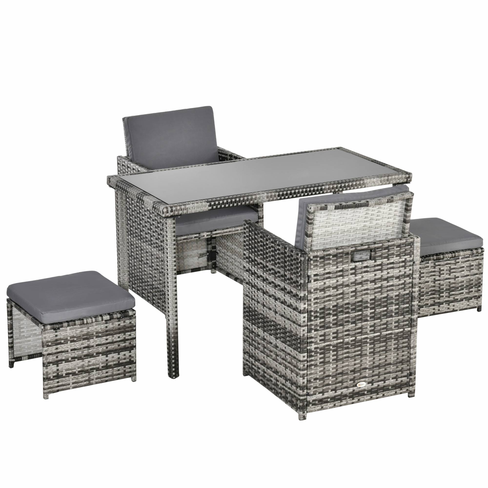 ComfortXL - Salon de jardin 4 places résine tressée terrasse 5 pièces avec coussins Gris - ComfortXL Outdoor Living - Image 2