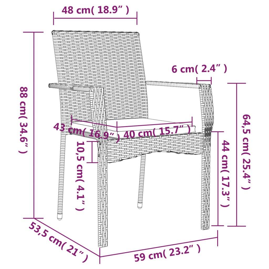 Ensemble Table et Chaises de Jardin 8 Personnes Résine Tressée Noire, Plateau Table en Bois d'Acacia 190cm – ComfortXL Outdoor Living - Image 8