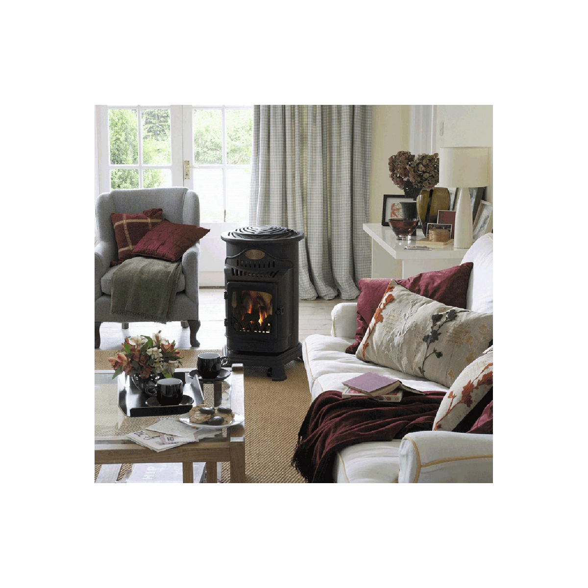 Universal - Poêle à gaz Fonte véritable 3,4KW noir Effet feu Provence UNIVERSAL - Image 2