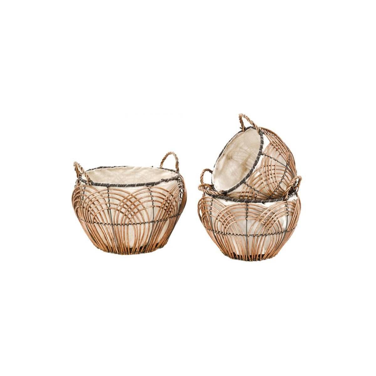 Aubry Gaspard - Corbeilles rondes en osier Art Déco(Lot de 3)