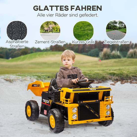 Camion-benne électrique, 3-6 km/h, voiture à pédales, plateforme de chargement basculante, lumières et musique, pour les enfants de 3 à 5 ans - Image 6
