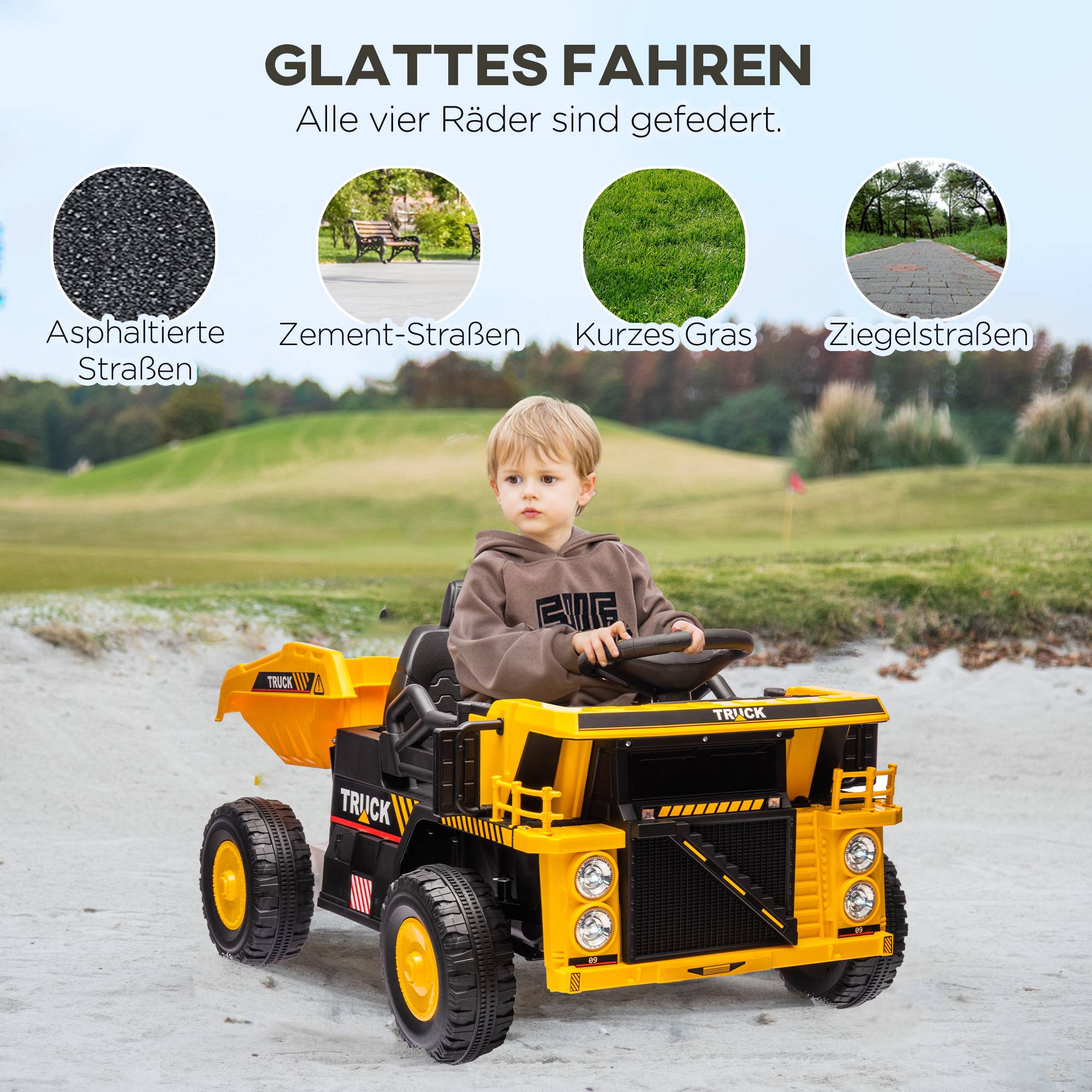 Camion-benne électrique, 3-6 km/h, voiture à pédales, plateforme de chargement basculante, lumières et musique, pour les enfants de 3 à 5 ans - Image 6