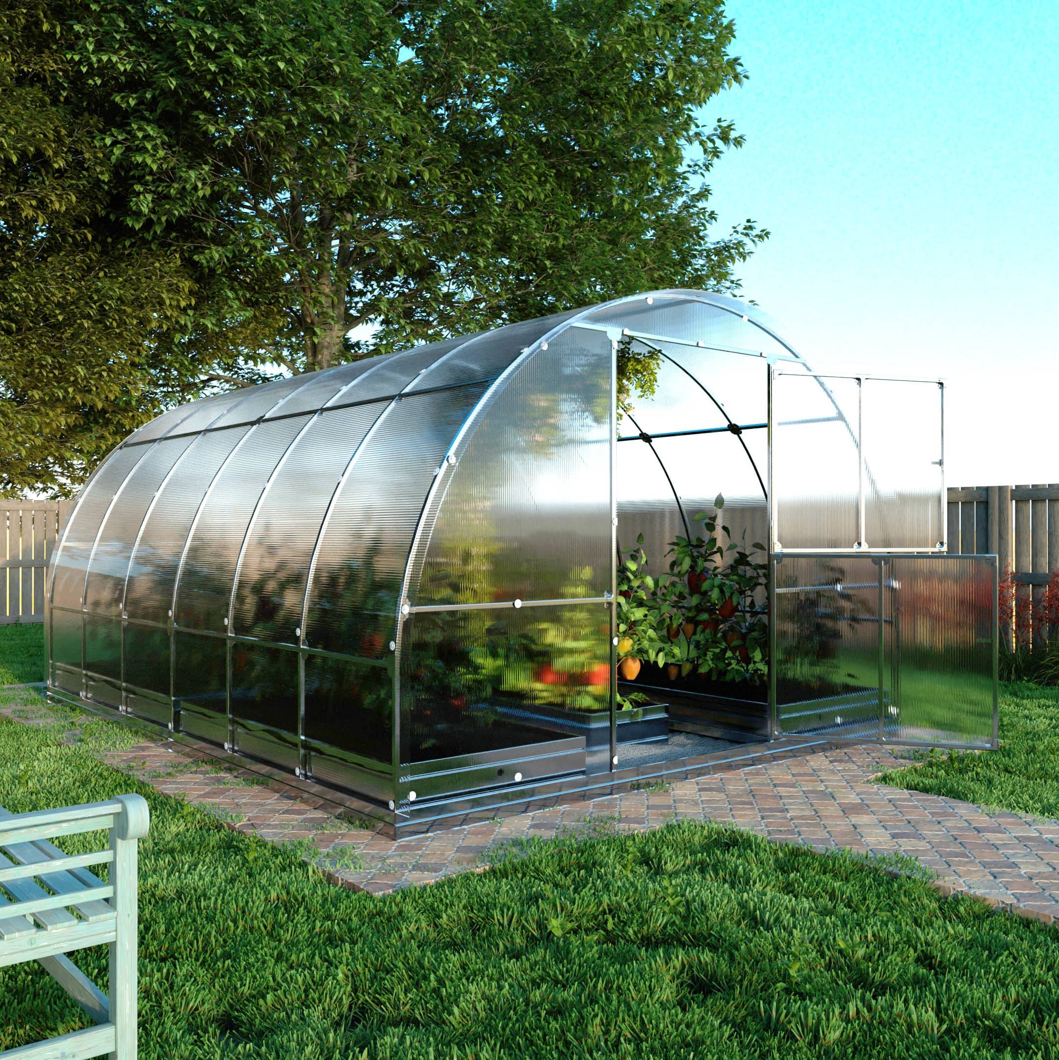 Serre de jardin KLASIKA TUBE PREMIUM 3 x 4 m (12 m²), 6 mm avec revêtement en polycarbonate - Image 1