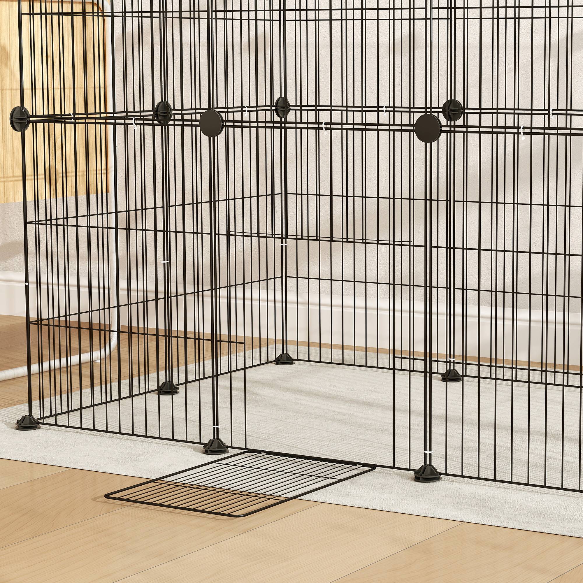 Enclos Modulable Acier Lapin Cobaye Parc Intérieur Grille Métal 120x60x80cm Noir - ComfortXL pet Living - Image 8