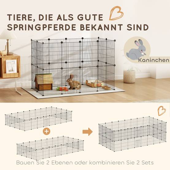 Enclos Modulable Acier Lapin Cobaye Parc Intérieur Grille Métal 120x60x80cm Noir - ComfortXL pet Living - Image 7
