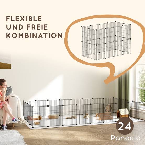 Enclos Modulable Acier Lapin Cobaye Parc Intérieur Grille Métal 120x60x80cm Noir - ComfortXL pet Living - Image 4