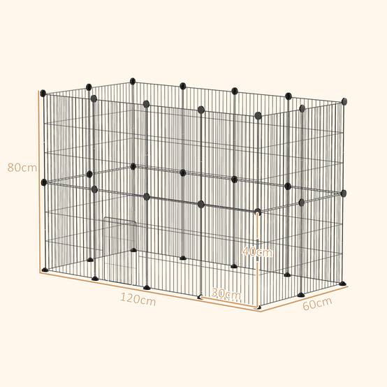 Enclos Modulable Acier Lapin Cobaye Parc Intérieur Grille Métal 120x60x80cm Noir - ComfortXL pet Living - Image 3