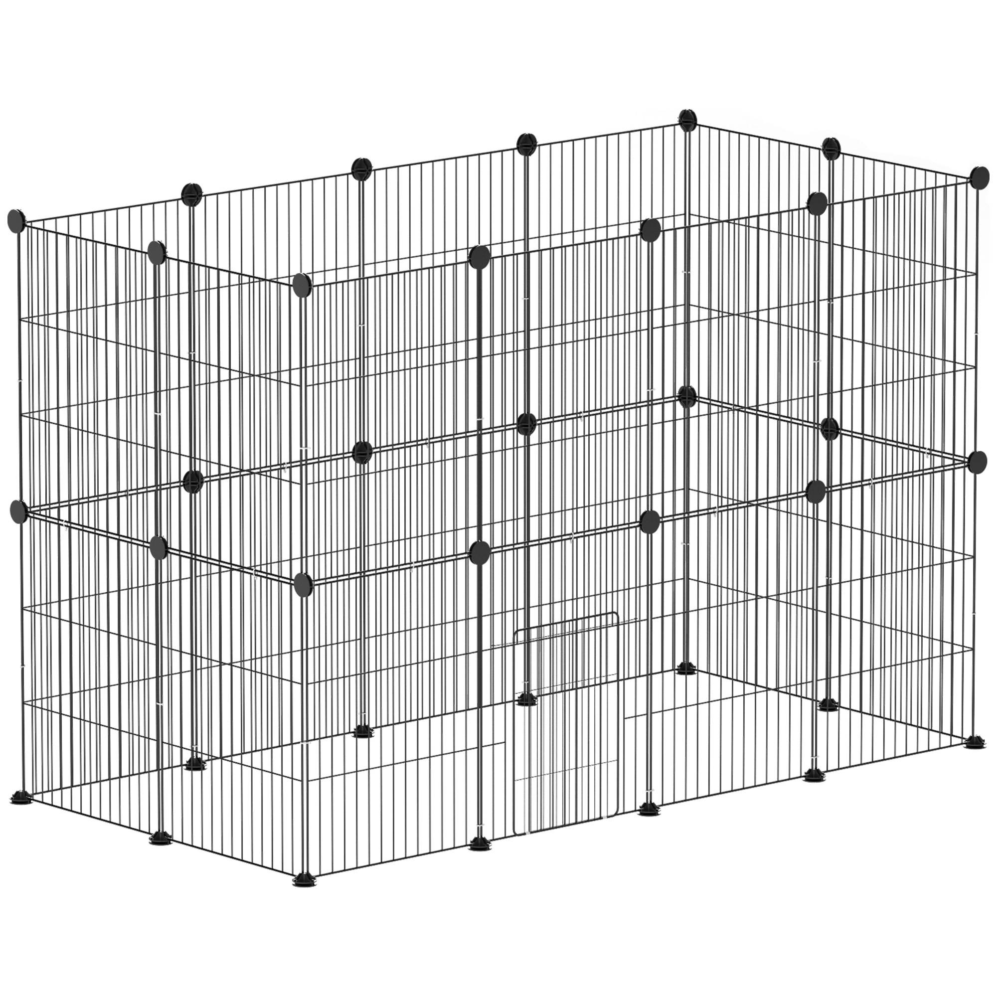 Enclos Modulable Acier Lapin Cobaye Parc Intérieur Grille Métal 120x60x80cm Noir - ComfortXL pet Living - Image 2