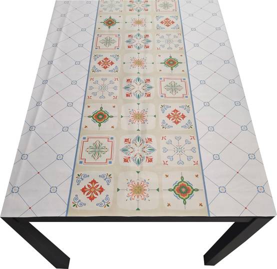 Nappe Composition PVC Base Polyester Anti-taches Mosaïque Bleue Taille 140X180 CM - Image 2