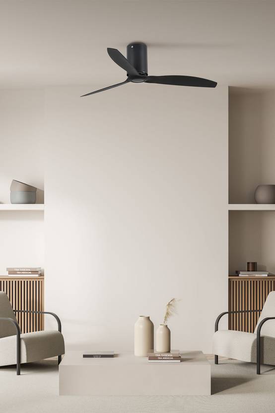 Ventilateur de plafond noir mat en metal avec telecommande 6 vitesses silencieux - Image 1