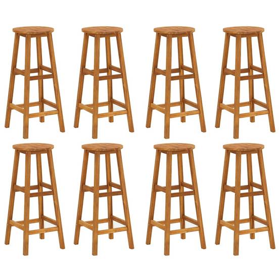 Tabourets de bar bois d'acacia massif naturel 34 x 34 x 76 cm (lot de 8) - PANGIVO - Image 2