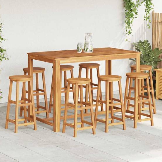 Tabourets de bar bois d'acacia massif naturel 34 x 34 x 76 cm (lot de 8) - PANGIVO - Image 1