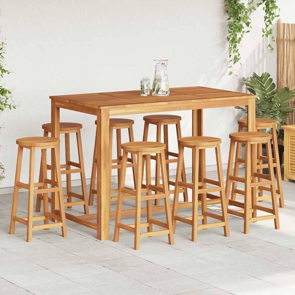 Tabourets de bar bois d'acacia massif naturel 34 x 34 x 76 cm (lot de 8) - PANGIVO - Image 1