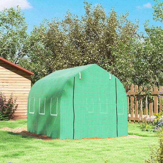 Serre Tunnel de Jardin 6m² Fer Galvanisé 6 Fenêtres Vert 295x195x196cm - ComfortXL Outdoor Living - Image 10