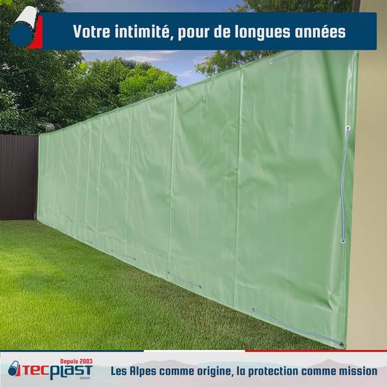 Bâche Brise Vue Vert Sauge 3x5 m LP506BV - Garantie 5 ans - Brise vent occultant en PVC - Pare vue jardin TECPLAST - Image 2