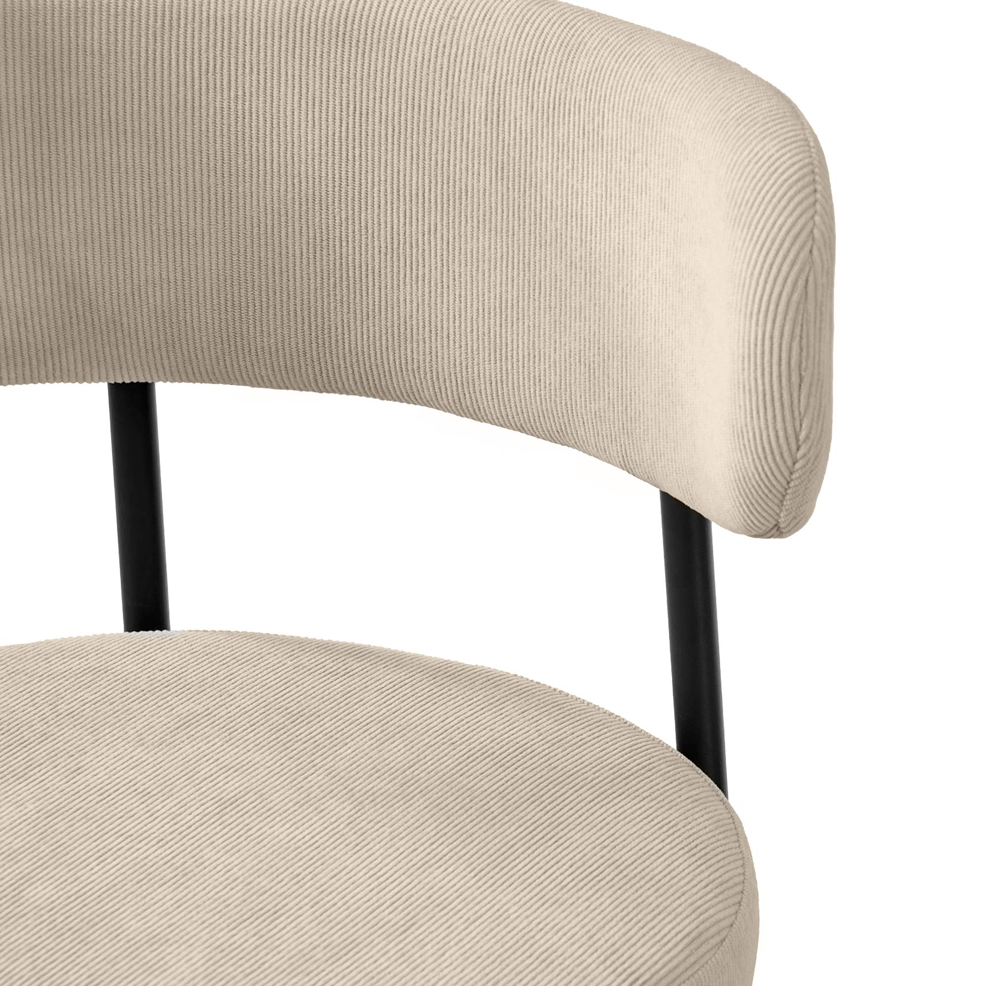 Sicaan Lot de 8 chaises rembourrées velours côtelé beige et pieds métal noir IRIS - Image 8