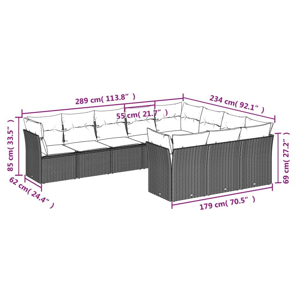 Vidaxl - Salon de jardin 10 pcs avec coussins noir résine tressée vidaXL 3218216 - Image 3