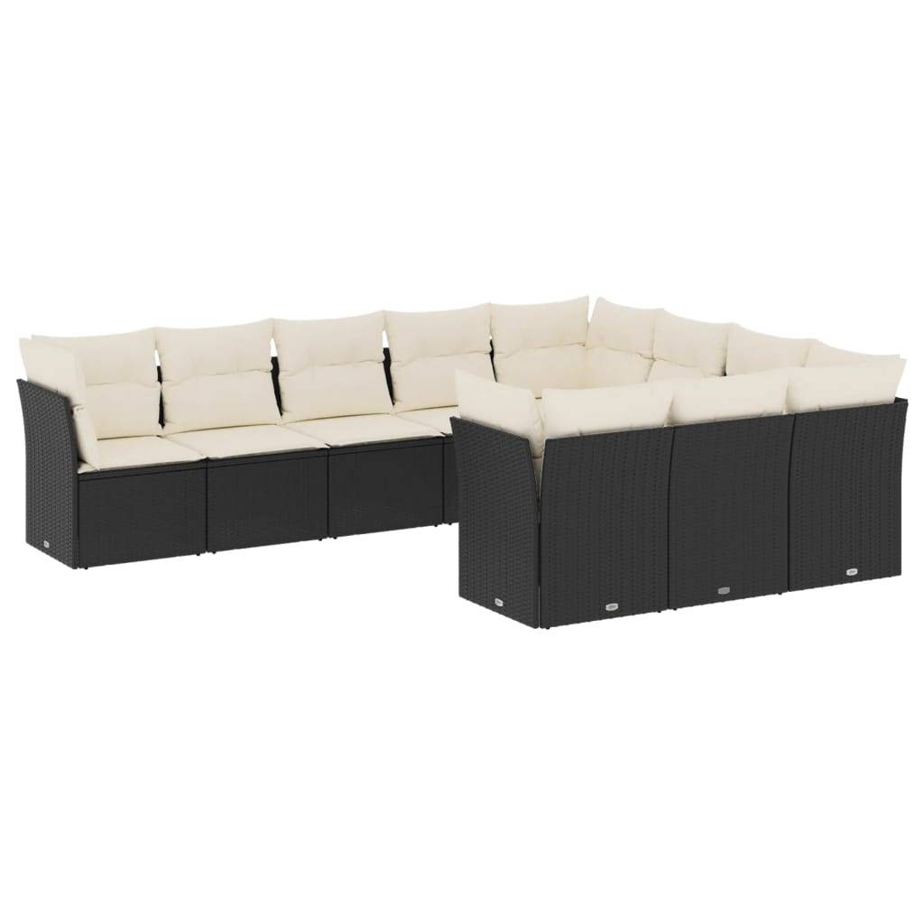 Vidaxl - Salon de jardin 10 pcs avec coussins noir résine tressée vidaXL 3218216 - Image 2