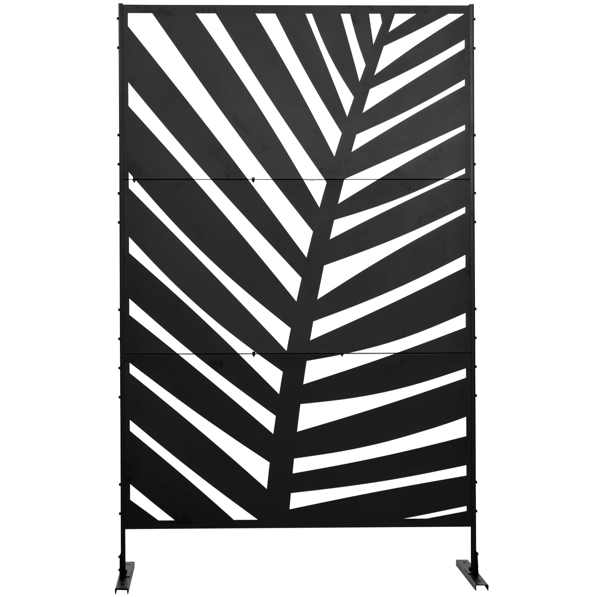 Paravent séparateur de jardin balcon décoratif extérieur à motif végétal en acier 122 x 45 x 198 cm noir - Image 9