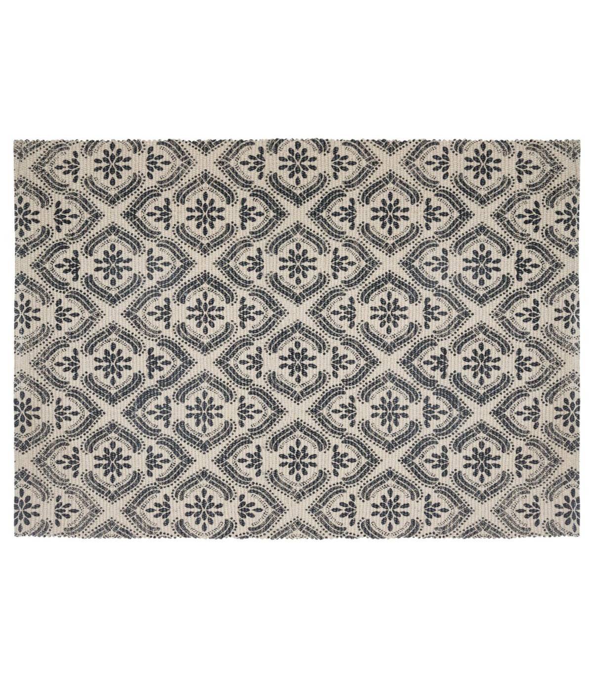 Tapis décoratif en Coton imprimé Gris Foncé 60 x 90 cm - Image 1