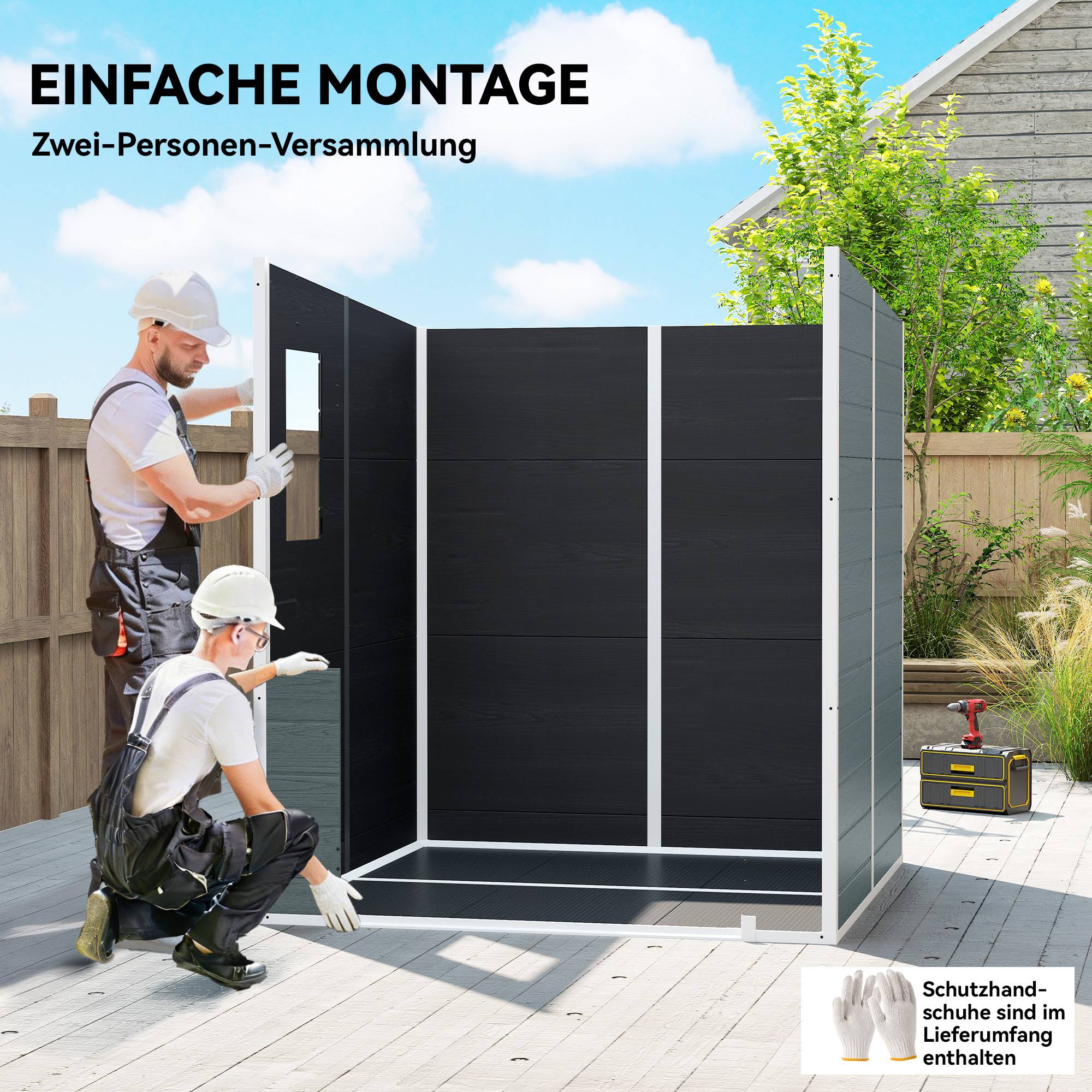 ComfortXL - Abri de jardin plastique 182 x 182 cm effet bois avec double porte rangement sécurisé - ComfortXL Outdoor Living - Image 9