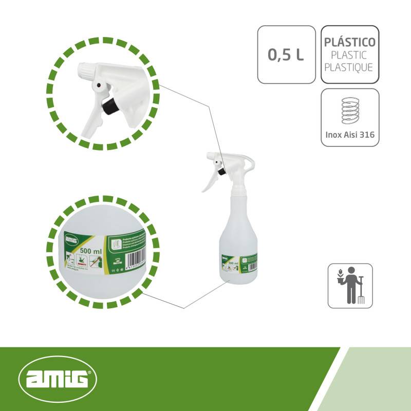 Pulvérisateur pour produits chimiques  2080 - 0,5 l - Polyéthylène - Blanc | Amig - Image 2
