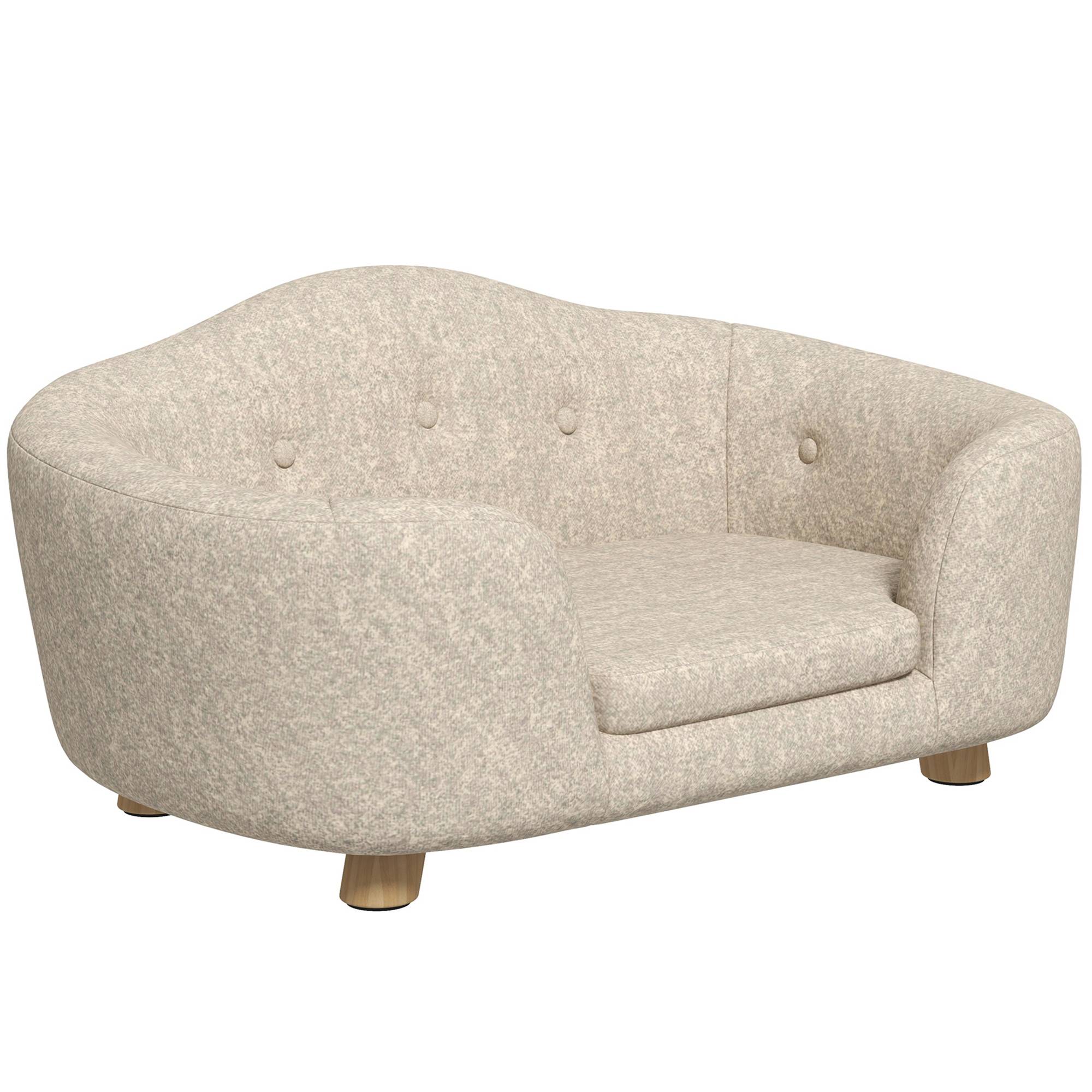 Canapé pour chien avec coussin, bois de pin, crème, 70 x 47 x 30 cm - PANGIVO - Image 1