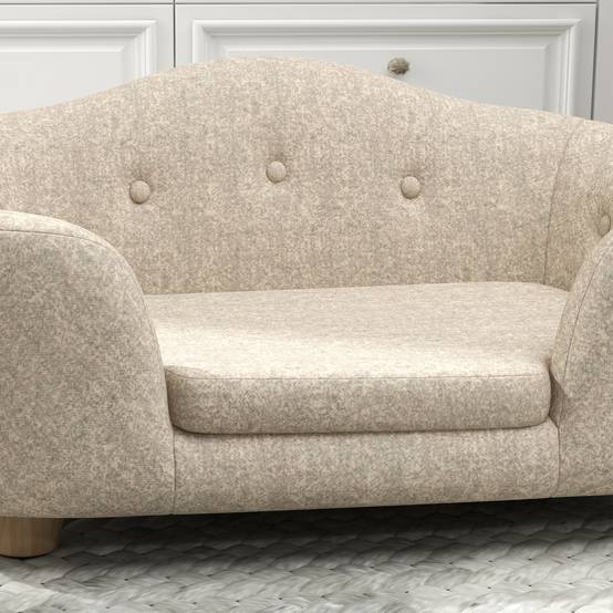 Canapé pour chien avec coussin, bois de pin, crème, 70 x 47 x 30 cm - PANGIVO - Image 7
