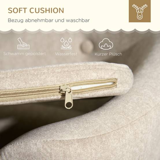 Canapé pour chien avec coussin, bois de pin, crème, 70 x 47 x 30 cm - PANGIVO - Image 5