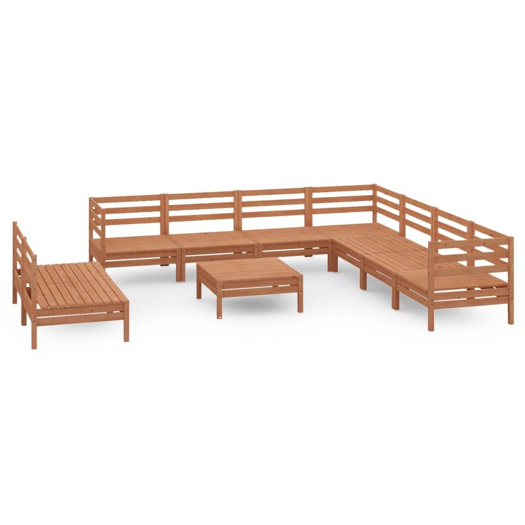 Helloshop26 - Salon de jardin meuble d'extérieur ensemble de mobilier 10 pièces bois de pin massif marron miel - Image 1
