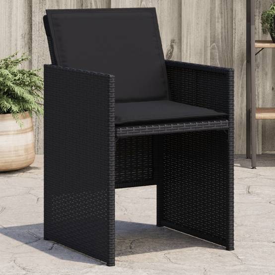 Chaises de jardin lot de 4 avec coussins noir résine tressée 50,5 x 54 x 79 cm - PANGIVO - Image 1