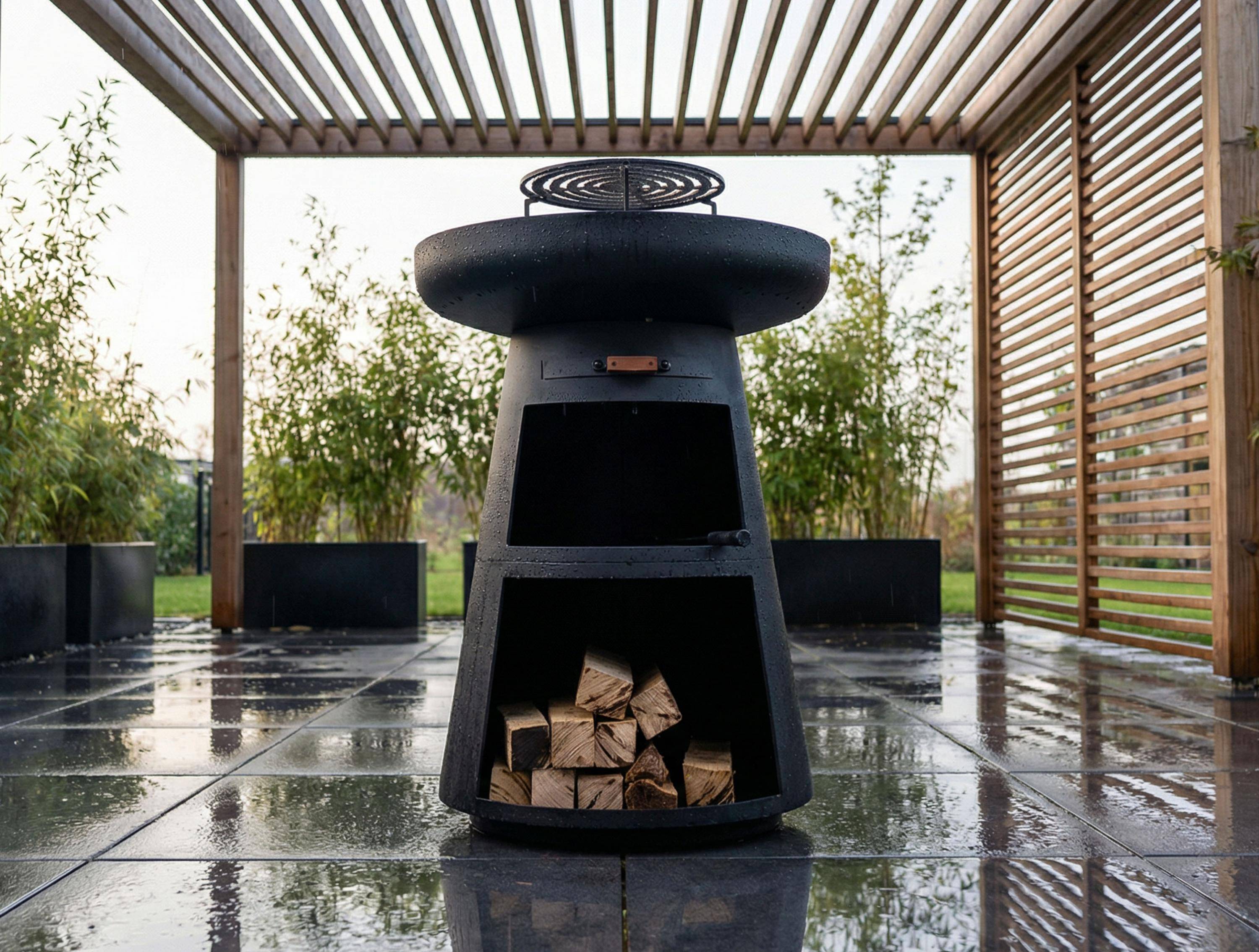 Purline - Barbecue Braséro charbon acier corten noir avec housse EFP55RB – Purline - Image 4