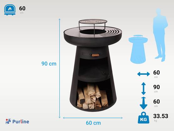 Purline - Barbecue Braséro charbon acier corten noir avec housse EFP55RB – Purline - Image 3