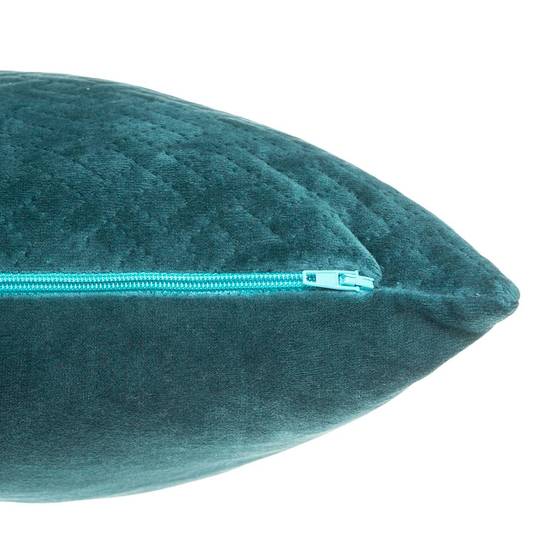 Atmosphera - Coussin "Dolce" velours bleu canard 38x58cm - Atmosphera Créateur d'intérieur - Image 3