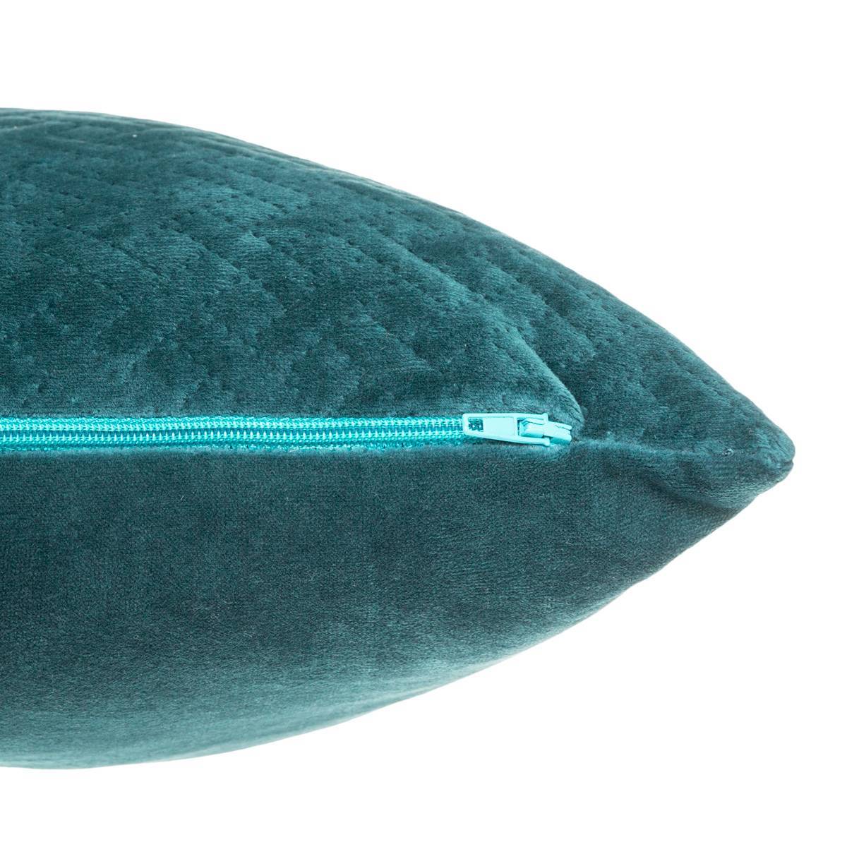 Atmosphera - Coussin "Dolce" velours bleu canard 38x58cm - Atmosphera Créateur d'intérieur - Image 3