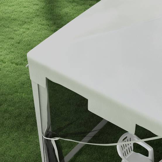 Kiosque 4x3 m blanc métal PE parois maille, chapiteau pratique pour balcon terrasse et fêtes - Image 7