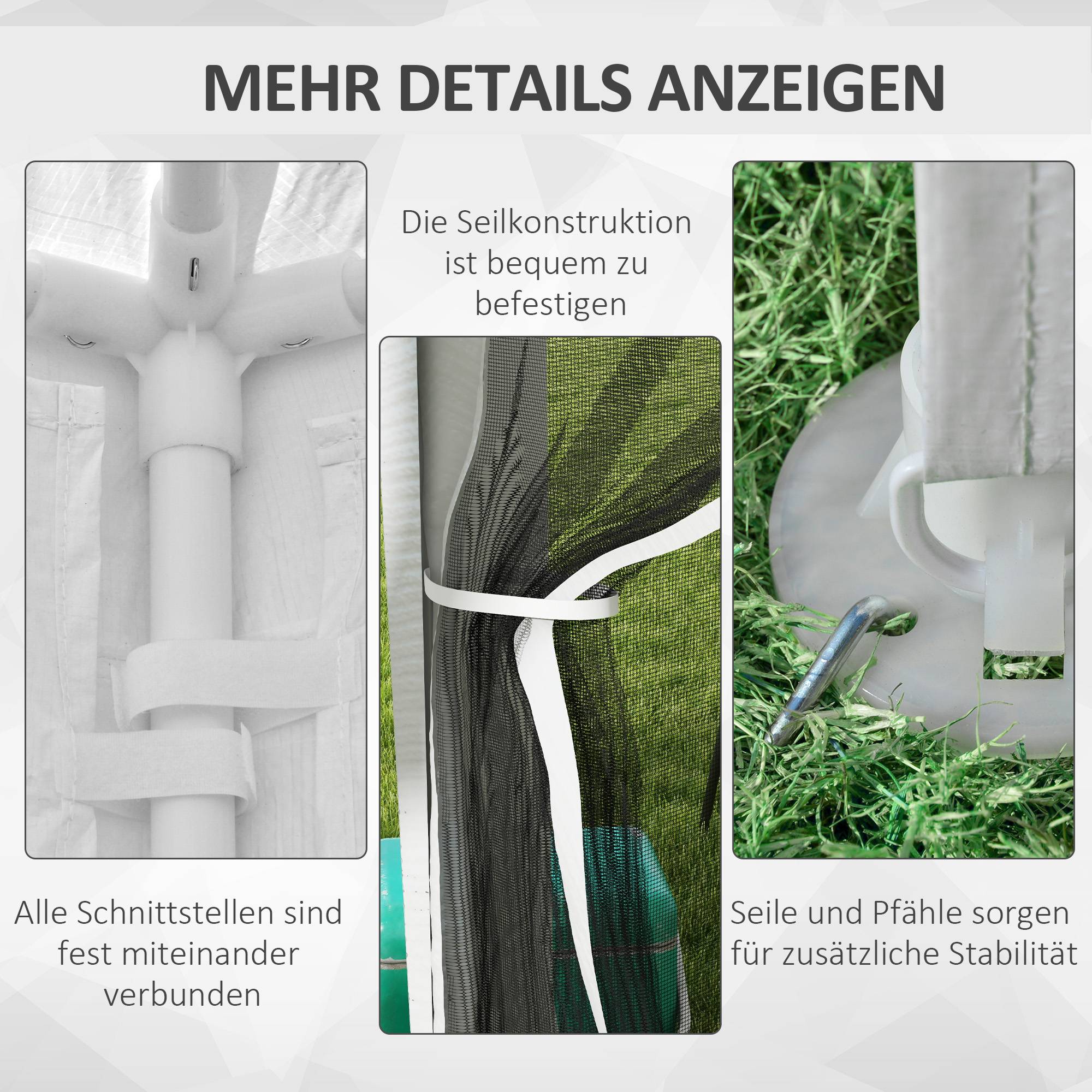 Kiosque 4x3 m blanc métal PE parois maille, chapiteau pratique pour balcon terrasse et fêtes - Image 6