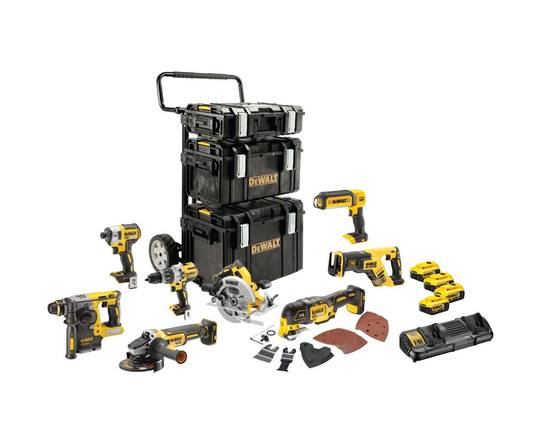 Kit premium 8 outils XR 18V : perceuse - visseuse percussion - visseuse à chocs - scie circulaire - Multi-cutter - Lampe - meuleuse - Perforateur SDS- - Image 1