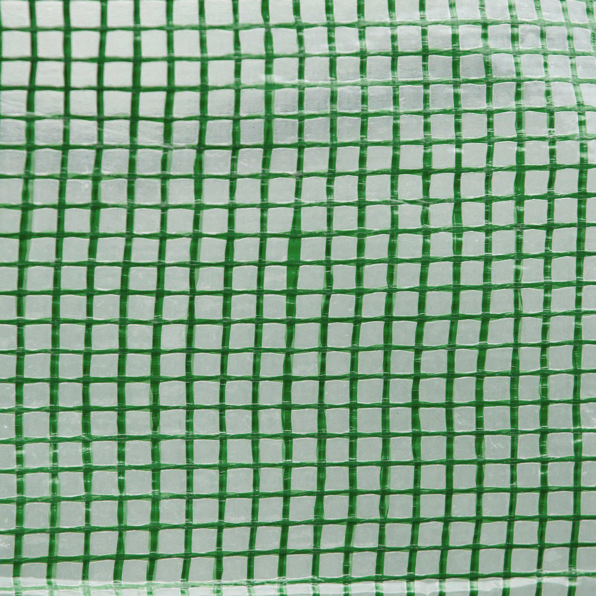 Serre de jardin tunnel 13,5 m² 6 fenêtres porte zippée enroulable châssis acier galvanisé bâche PE 4,5 x 3 x 2 m vert - Image 10