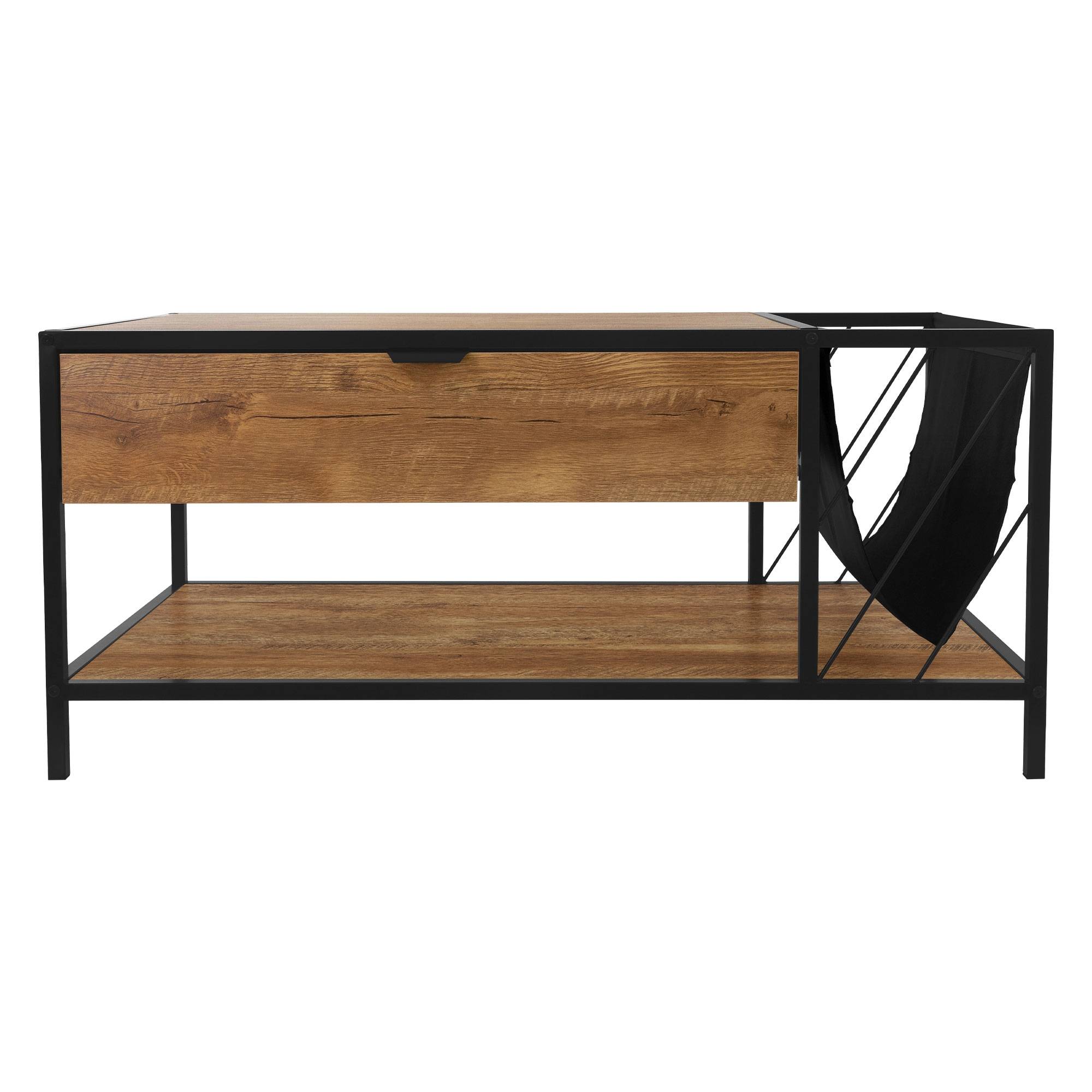 Table basse avec tiroir et porte-revues table de salon marron 100x54x45 cm - Image 2