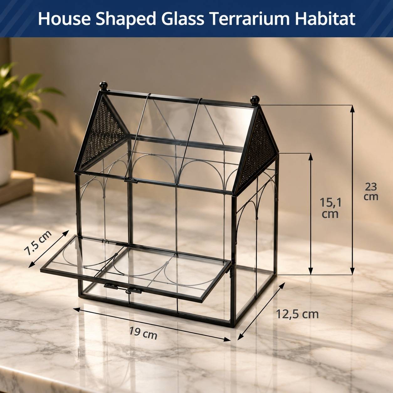 Terrarium Géométrique En Verre Et Métal Ventilé Pour Plantes Et Décoration Intérieure - Image 4