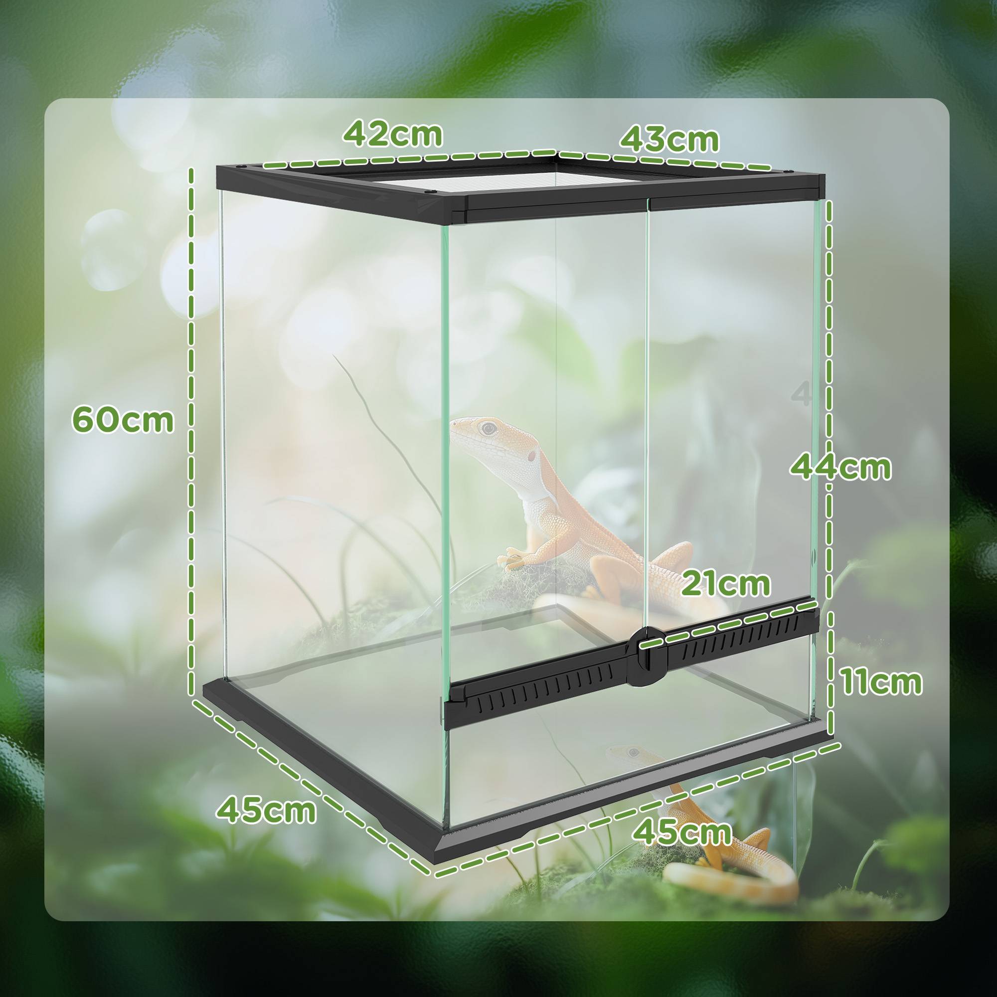 Terrarium en verre noir 45 x 45 x 60 cm - PANGIVO - Image 5