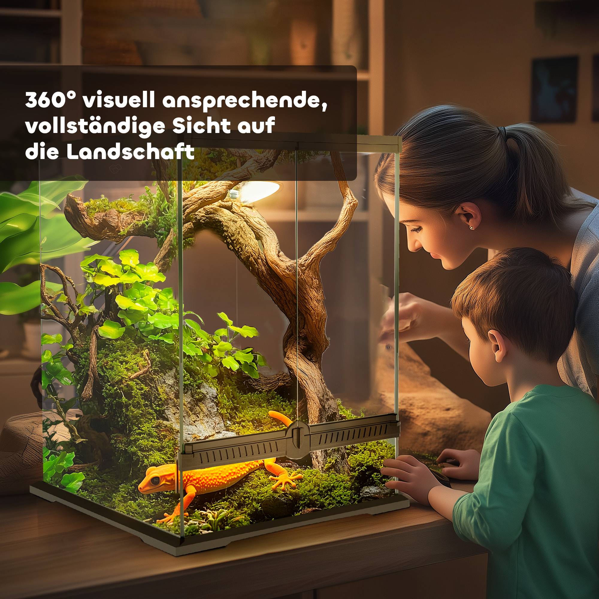 Terrarium en verre noir 45 x 45 x 60 cm - PANGIVO - Image 7