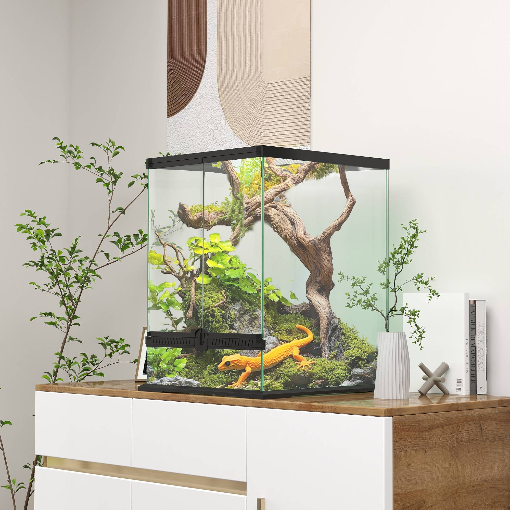 Terrarium en verre noir 45 x 45 x 60 cm - PANGIVO - Image 3